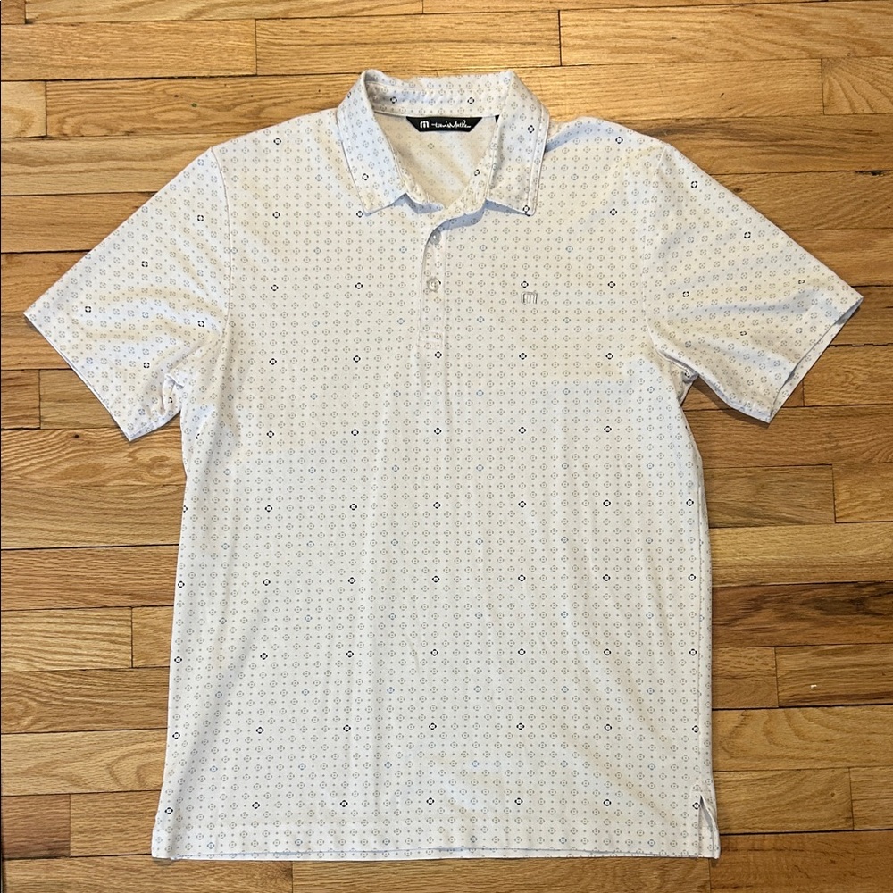Travis Mathew White Geometric Polo Shirt